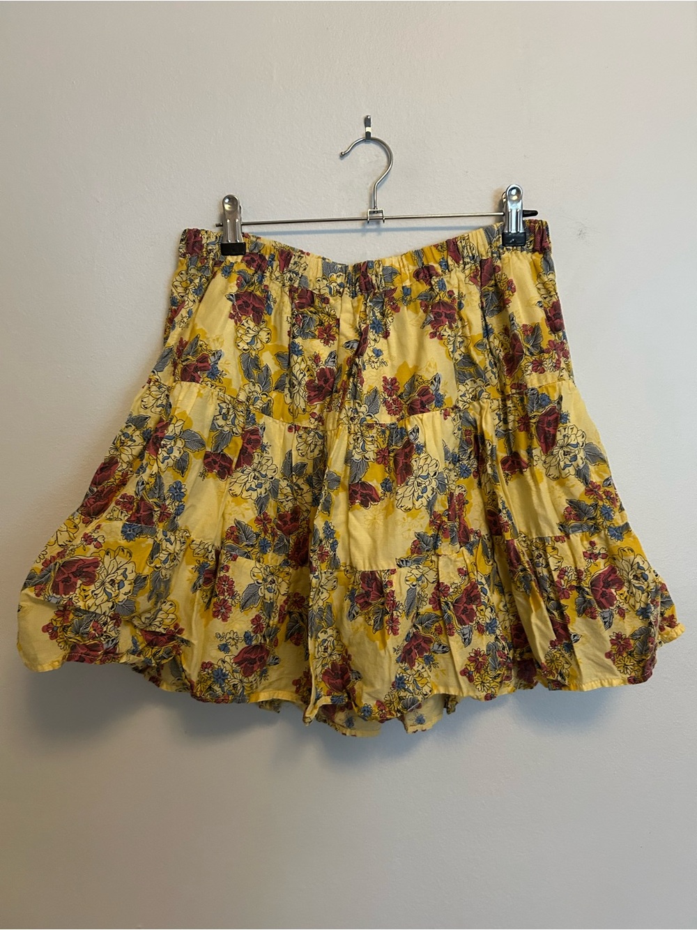Mossimo Supply Co. Yellow Floral Tiered Skater Skirt